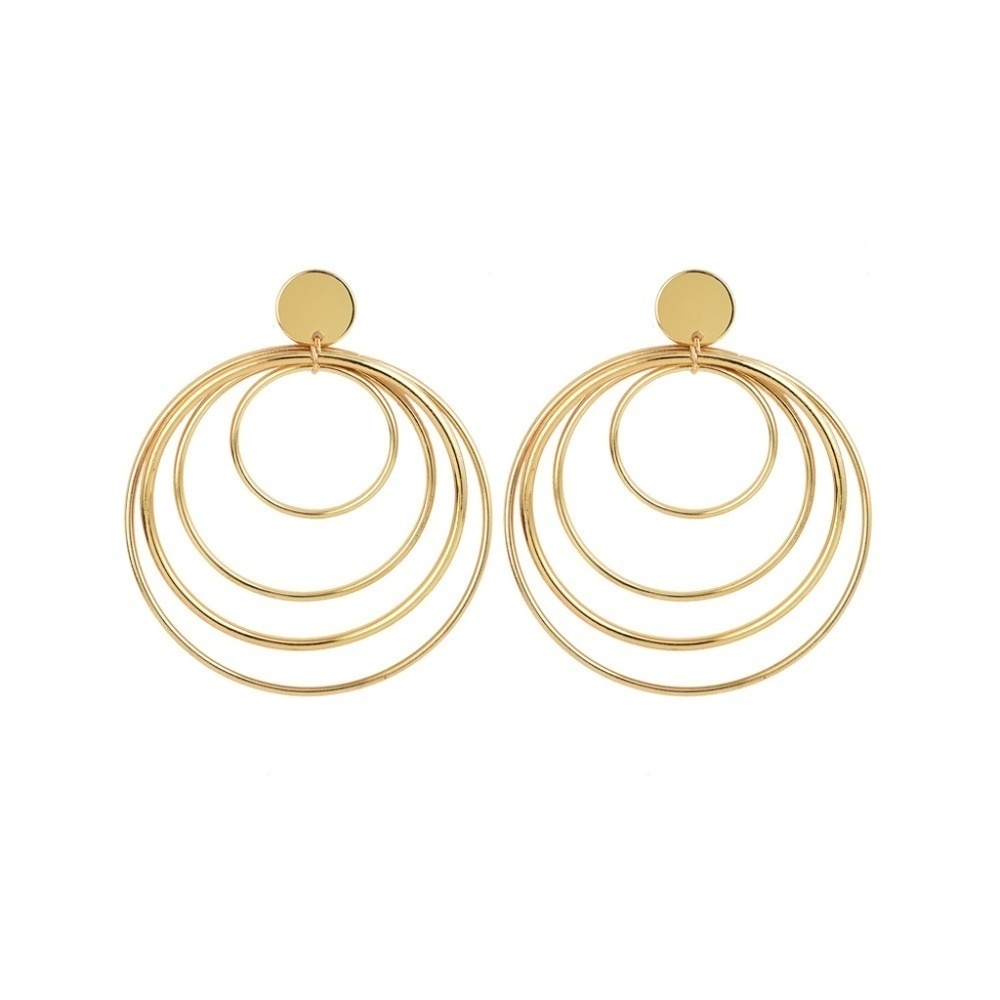 *SHIVANI* Gold Round Layer Fashion Dangle Earrings - Picture 1 of 4